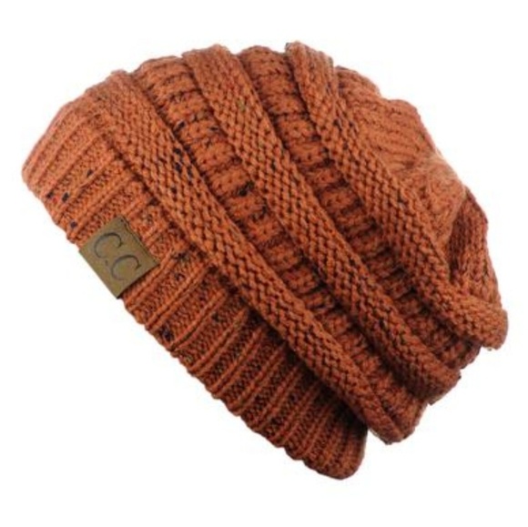 C.C Confetti Beanie Cable Knit Rust - Picture 4 of 4